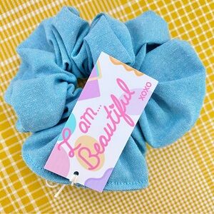 Chambray Large Scrunchie - Cotton Scrunchie - Handmade Hair Scrunchie